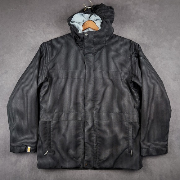 Bonfire Snowboarding Jacket Mens XL Black Pinstripe 20th Anniversary Winter Coat